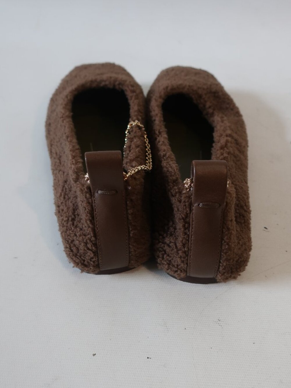 Women Maria Luca Chocolate Square Toe Teddy Eco Fur Augusta Ballet Flats 37 US/6 - Picture 5 of 16